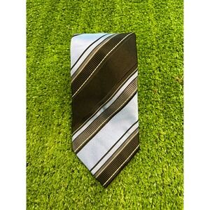 Baritone Striped Necktie‎ Black Blue Modern Professional Business Casual Silk